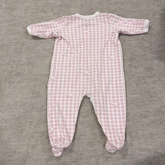 Roller Rabbit Infant Hathi Pink Gingham Footie Pajamas 3-6 Months - Picture 3 of 4